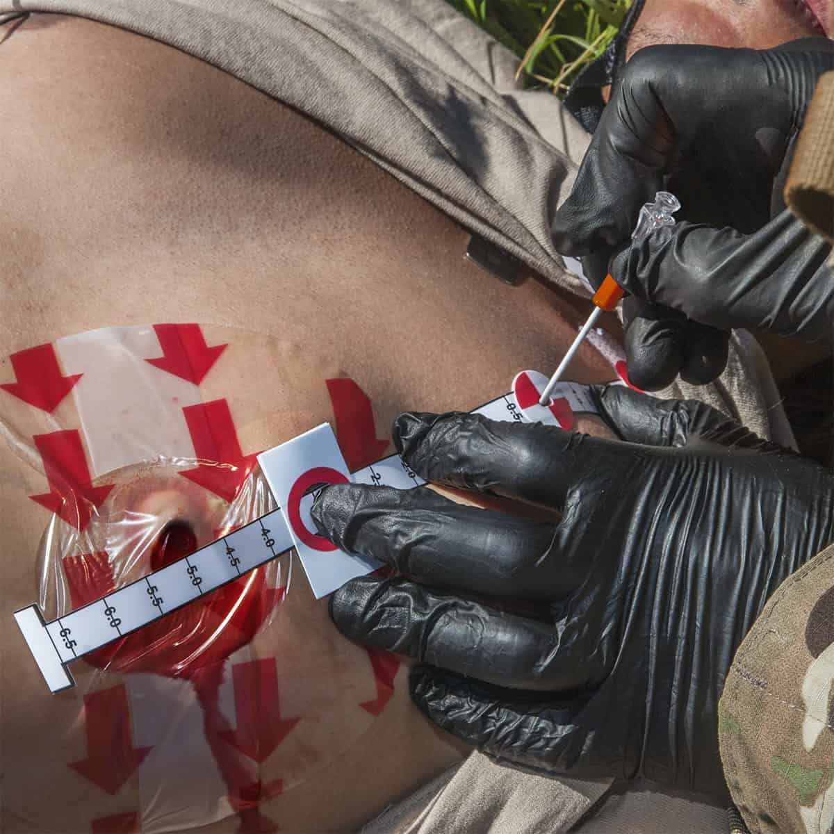 sentinel chest trauma kit applied